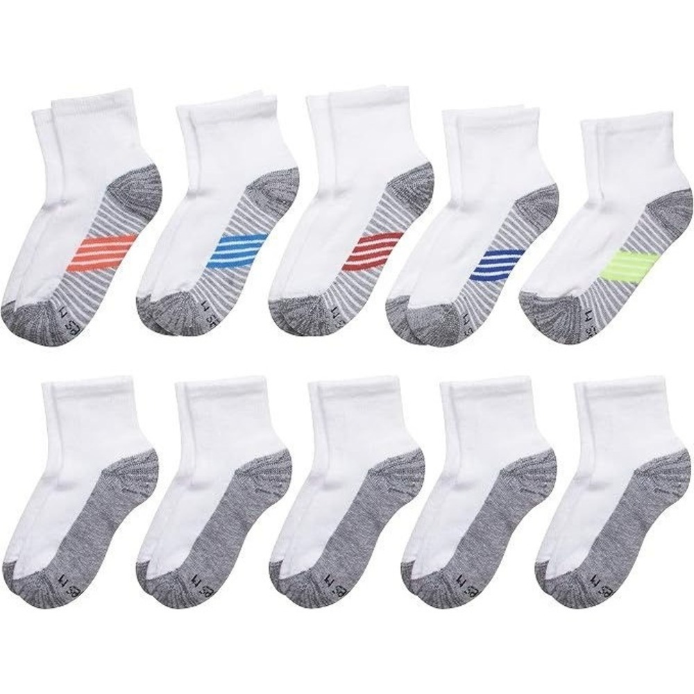 Hanes 10-Pack Boy's Ultimate Performance Sport Ankle Socks - Medium 9-12.5